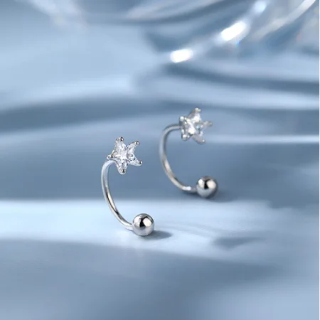 Kk 925 Sterling Silver Star Crystal Summer Small Fresh Female 2021 New Trendy Personality Earrings |