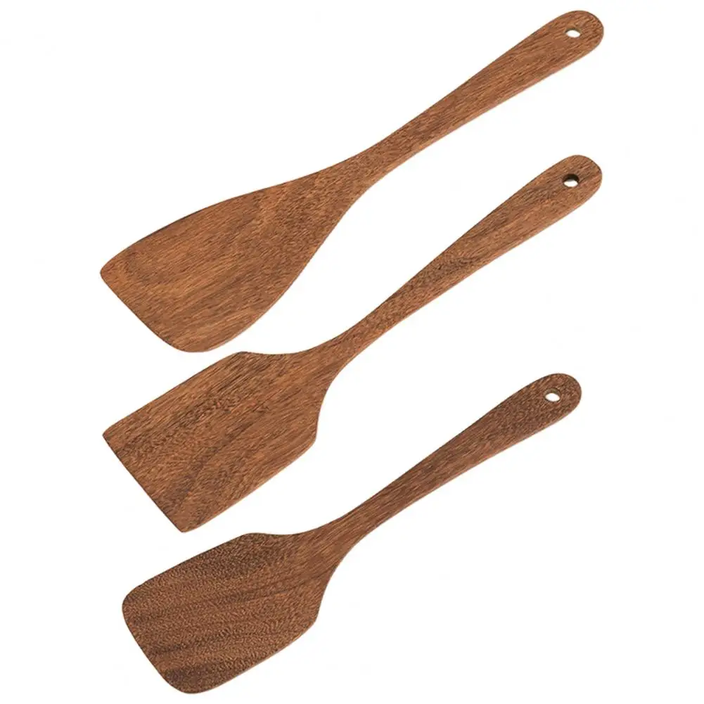 1/2Pcs Wooden Wooden Square & Diagonal Shovels for Cooking & Stirring Hanging Heat-Resistant Kitchen Tools for Mixing Grilling