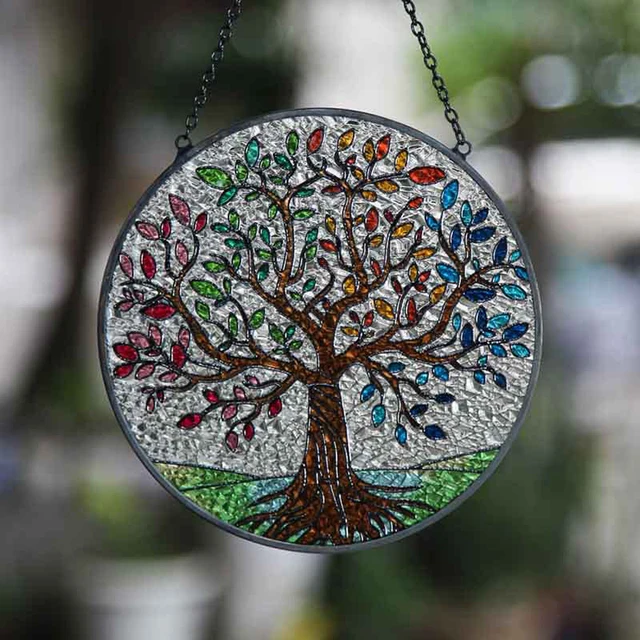 Mobile Suncatcher en Cuivre Arbre de Vie Multicolore, Suspension