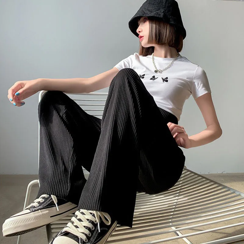 Summer Pregnant Women Wear Ice Silk Pants Wide Leg Pants Thin Wear Loose Pleated Pregnant Women Nine Points 6