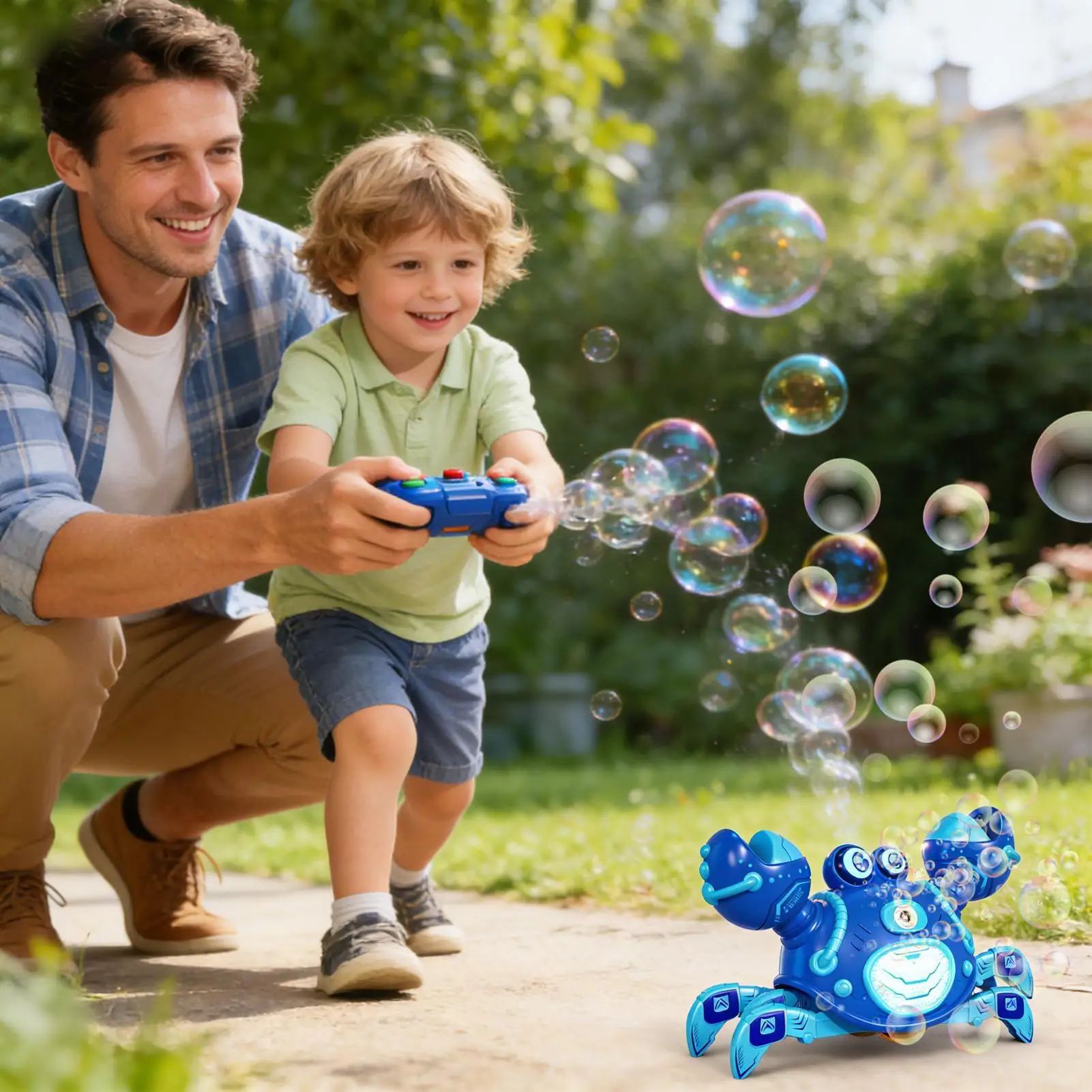 원격 조종이 가능한 재미있는 귀여운 전동 거품 발사 크랩 장난감, 남아 여아 어린이 가정 학교 야외용 크롤링 크랩 장난감