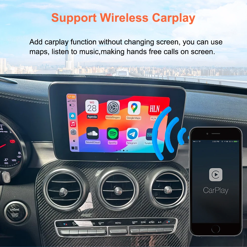 NEUES Kabelloses Carplay Android Auto Modul für Mercedes Benz C/GLC/S Klasse W205 W253 NTG5.0 System mit Airplay Originalkamera – Detail 5