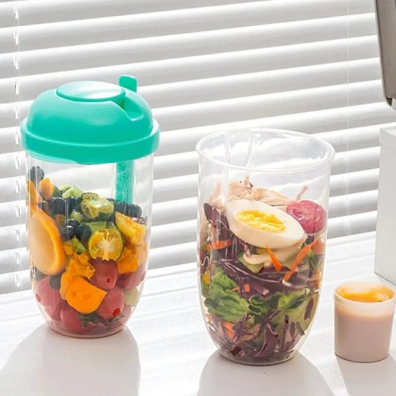 Salad Cup Fresh Salad Shaker Container with Lid and Fork for Lunch Dressing Shaker for Portable Breakfast Meal Vegeta 1pc storage container kitchen gadgets salad shaker