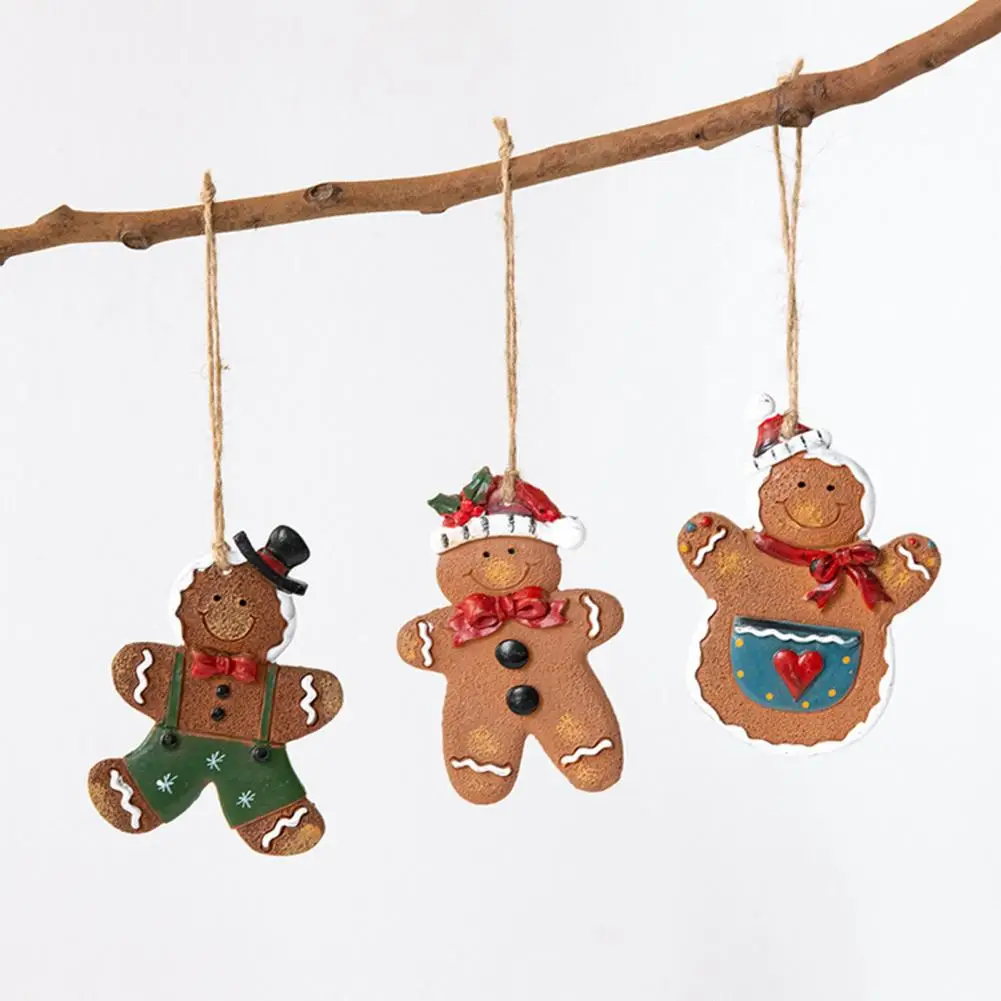 Albero Di Natale Resina Gingerbread Man Ornamento Festivo Ciondolo Decorazione Albero Di Natale