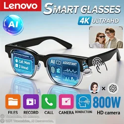 Lenovo Smart Glasses with AI Voice Assistant, 4K Camera, and Wireless Bluetooth Technology - Transparent