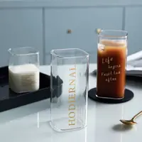 6 Style Transparent Creative Glass Coffee Tea Mug without Straw  Drinks Dessert Breakfast Milk Cup Glass Mugs Handle Drinkware 3