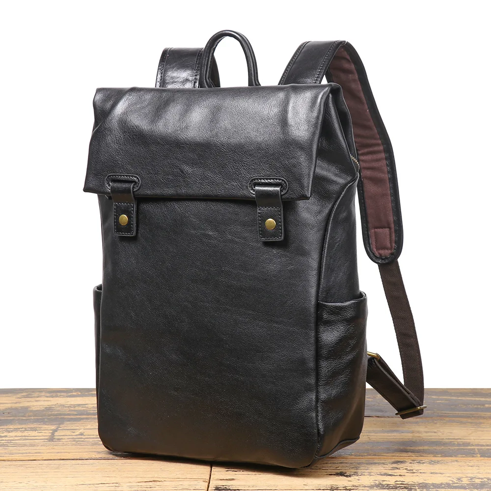 Stylish New Men's Genuine Leather Double Shoulder Backpack