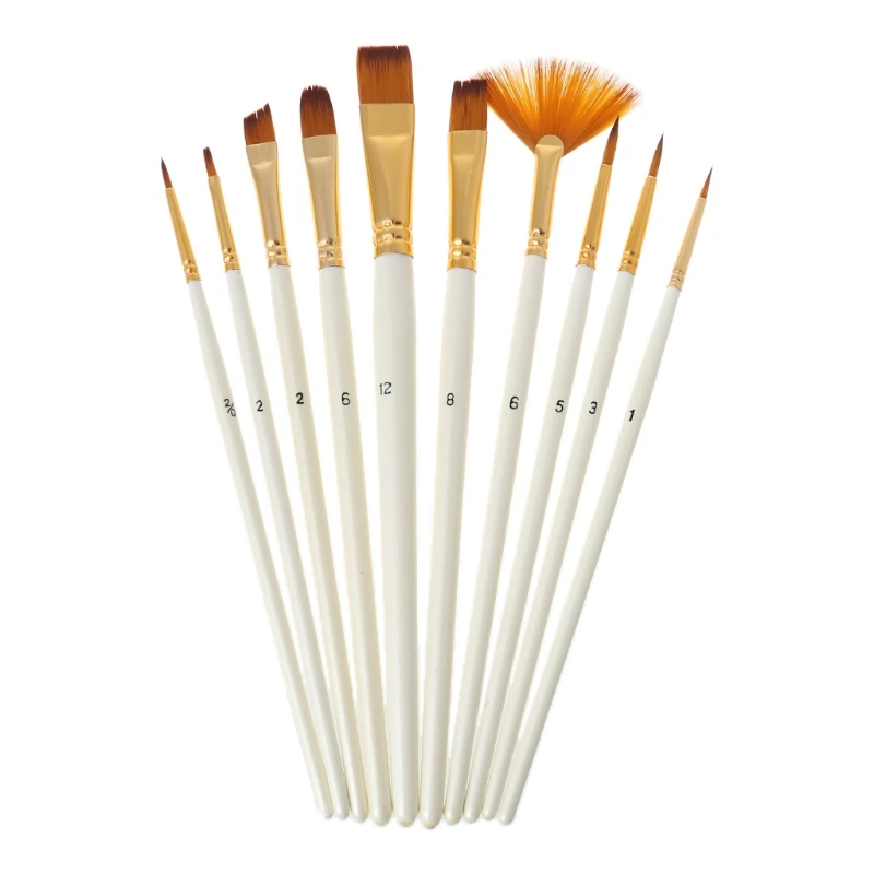 

Y1UB Watercolor Paint Brush 10pcs/set Children Adults Beginners School Course Creation for Outdoor Traveling Camping Sketch