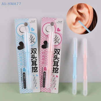 플라스틱 귀이개 제거기, 2 in 1 귀지 제거 도구, 귀 청소 스틱, 더블 헤드 귀 클리너, 360 ° 나선형 면봉