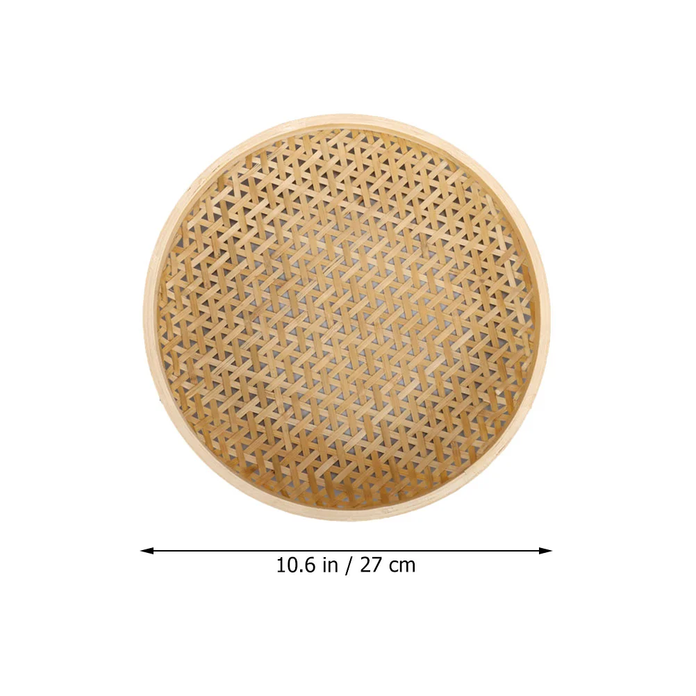Large Size Bamboo Woven Basket Storage Tray Home Fruits Plate Dessert Snack Tray Serving Food Plate Portable Reusable Woven 6