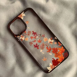 Chic Yellow Fallen Leaves Phone Case - Cute Maple Leaf Clear Hard Cover - iPhone 12 Mini (Style 1)