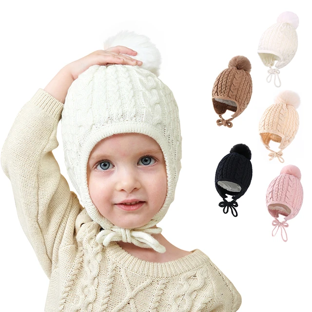 Bonnet épais et chaud pour bébé, Bonnet de Protection des oreilles, de  couleur unie, pour garçon et fille de 1, 2 et 3 ans, collection automne et  hiver - AliExpress