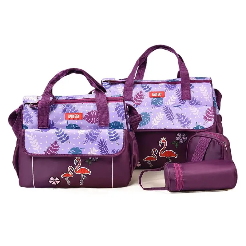 

5 Pieces Mother Bag Multifunctional Large Capacity Baby Bag Waterproof Animal Cartoon Diaper Maternity Messenger Bag For Travel
