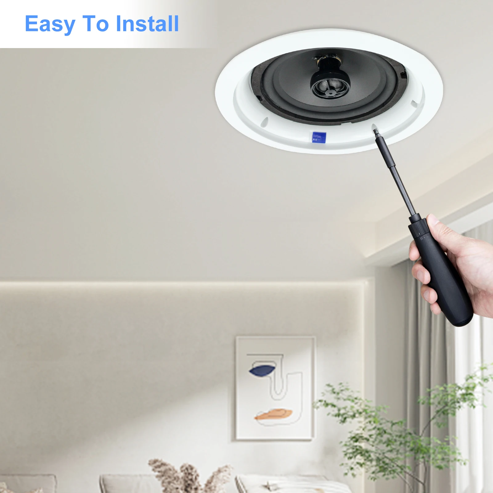 6.5 Inch 320W Home Audio Bluetooth Ceiling Speakers 2-Way Flush Mount In Wall Speakers For Indoor Living Room Bathroom Kitchen