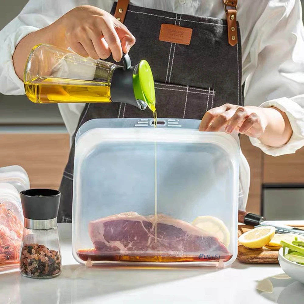 Eco-Friendly Silicone Reusable Food Storage Bags - Airtight & Versatile for Snacks and More (3-Pack)