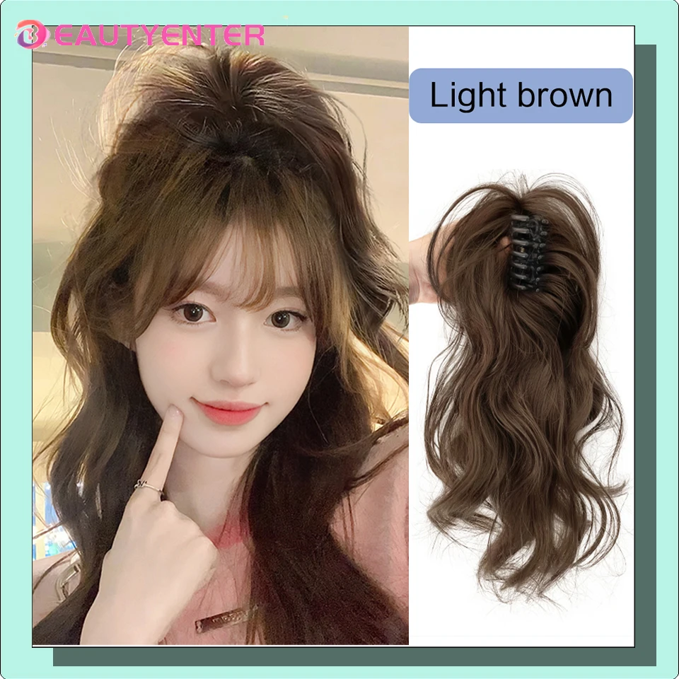 Synthetic Claw Clip Ponytail Hair Extensions Short Curly Natural Tail False Hair For Women Horse Tail Black Hairp images - 6