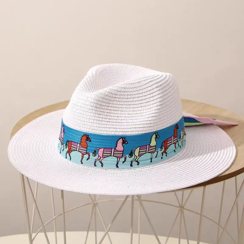 

Panama hat women cap men Flat hat straw hat silk fedora solid Flat hat basin hat wholesale jazz hat spring summer sun hat beach