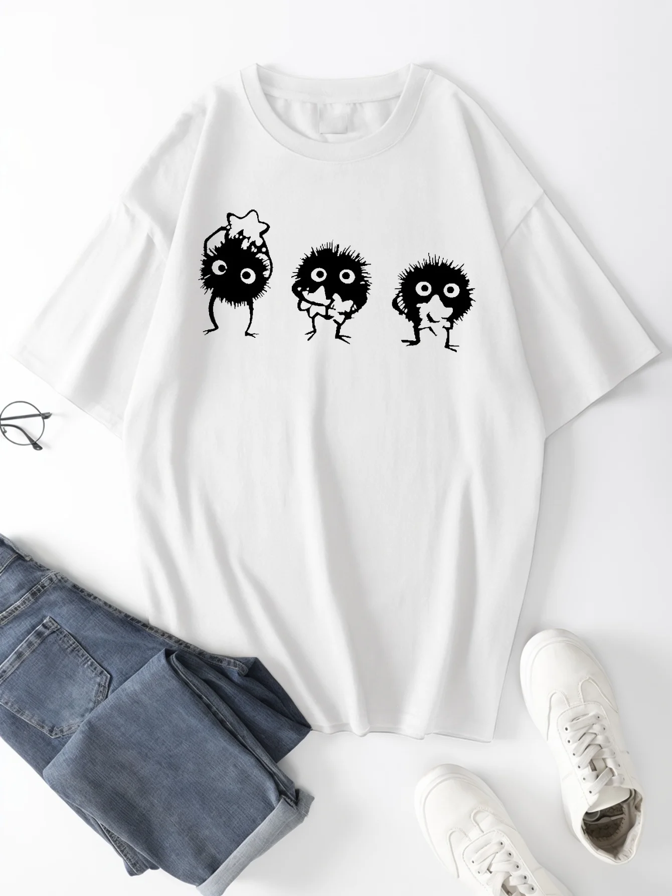 Fluffy Monster Pattern Herren-Baumwoll-T-Shirt, lässige, kurzärmelige Sommer-Sport-T-Shirts