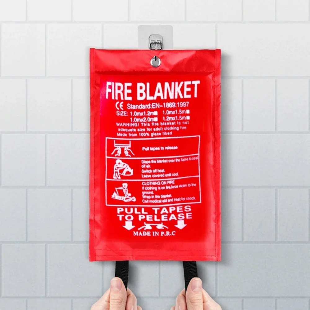 100mm x 100mm Fire Blanket 1M Fire Flame Retardant Emergency Survival Shelter Safety Cover Extinguisher