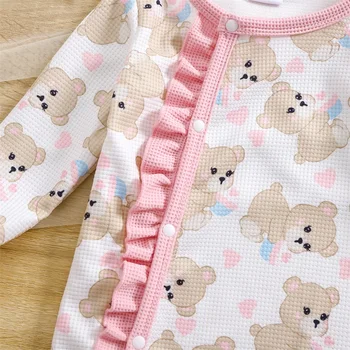 Toddler Girls 2-Piece Set Floral Print Ruffle Sleeve Top and Leggings Outfit with Matching Bow Headband Spring Clothes 1