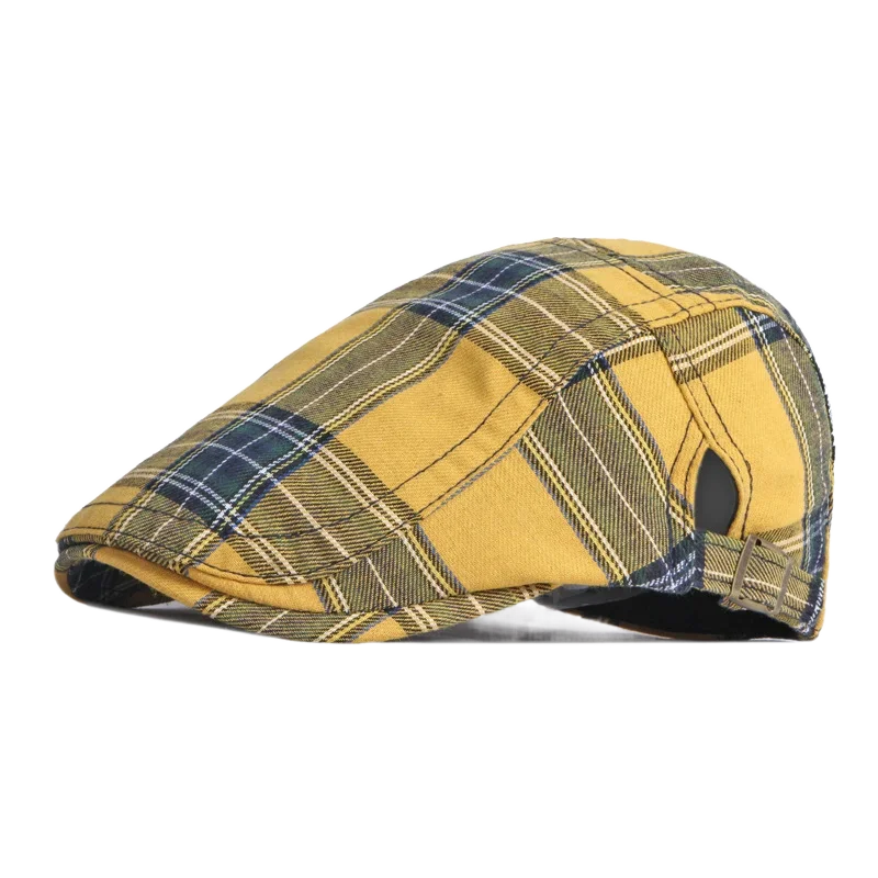 Men Women Beret Adjustable Colorful Striped Plaid Ivy Newsboy Cabbie Gatsby Golf Cap Flat Cotton Hat Vintage Kpop