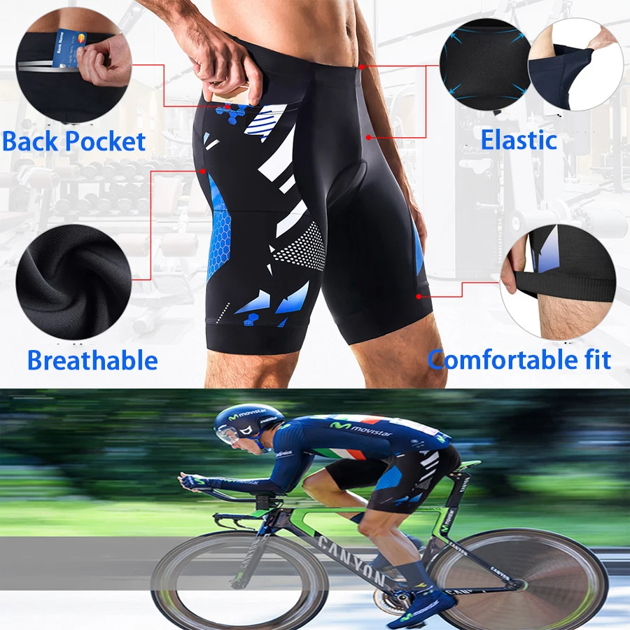 Cycling Gel Padded Shorts With Pocket Mountain Bike Mens Short Pants Summer Professional MTB Riding Compression Tights