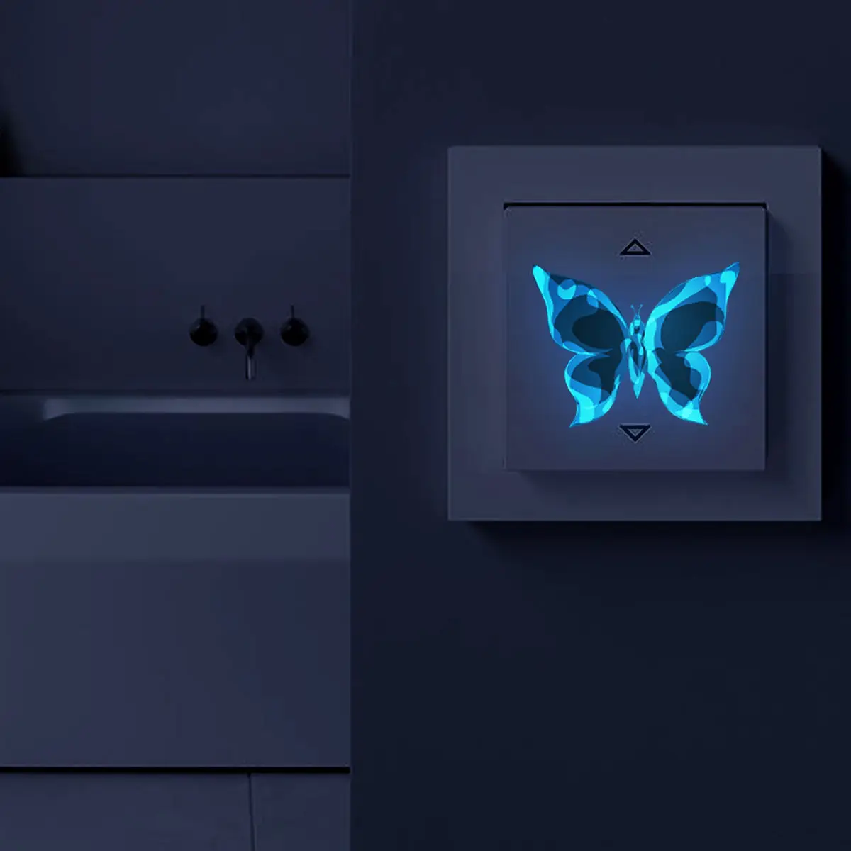 6pcs Blue Luminous Small Butterfly Switch Stickers Bedroom Living Room Switch Stickers Decoration