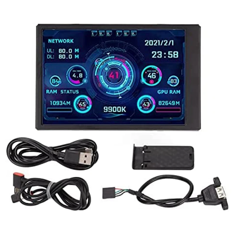 컴퓨터 CPU GPU RAM HDD 모니터 USB 디스플레이, 3.5 인치 IPS C타입 보조 화면, 무료 AIDA64 미니 모니터용