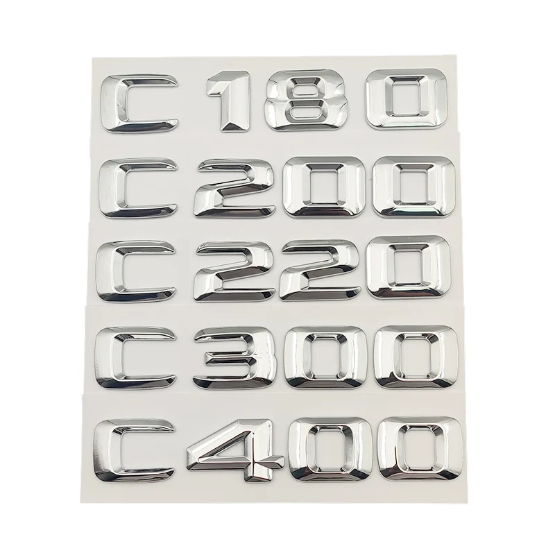 

3D ABS Chrome Car Rear Trunk Emblem Badge Letters C180 C200 C220 C250 C300 C350 4MATIC Logo For Mercedes W205 W204 Accessories