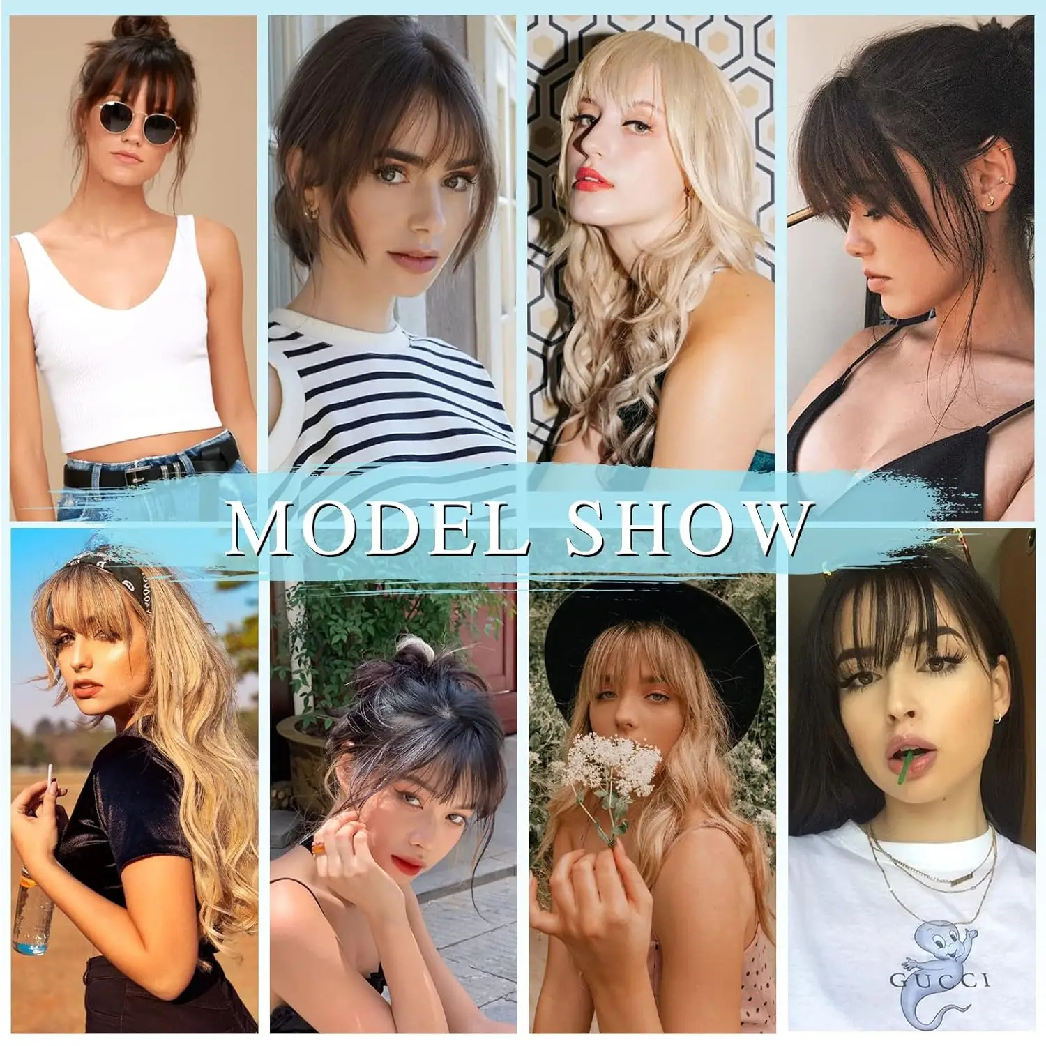 Synthetic Clip in Wispy Bangs with Accessories