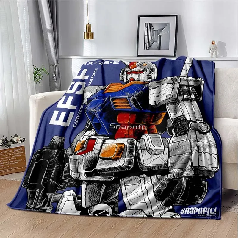 Bandai Gundam Cartoon Anime Throws Blanket Kids Super Soft Blankt for Travel Couch Sofa Picnic Bed Flannel Blanket Birthday Gift