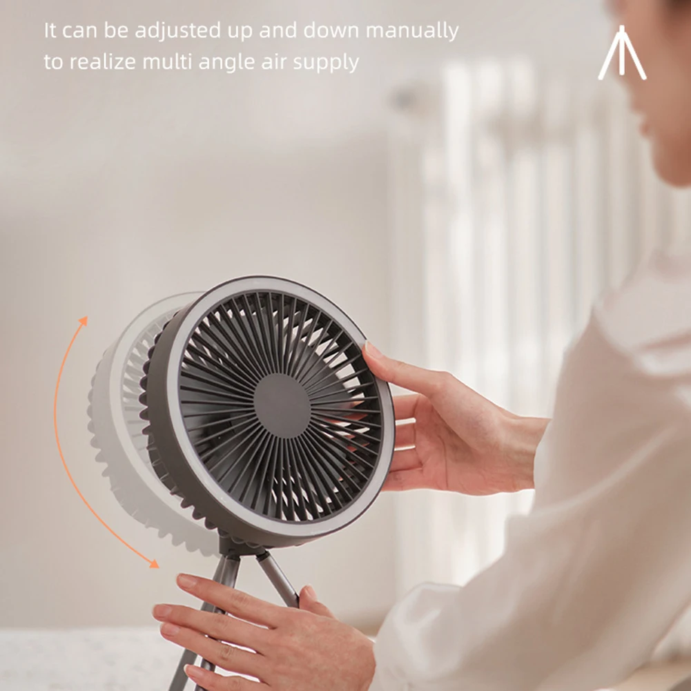 

10000mAh USB Tripod Camping Fan With Power Bank Light Rechargeable Desktop Portable Circulator Wireless Ceiling Electric Fan