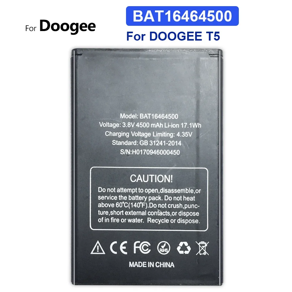 

Сменный аккумулятор для DOOGEE T5 Lite, T5Lite, 4500 мАч, BAT16464500, трек-код