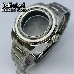 Miuksi 44mm Silver Watch Case with Sapphire Glass - Premium Movement Compatible for ETA2824-PT5000-2130 (2Sapphire glass case)