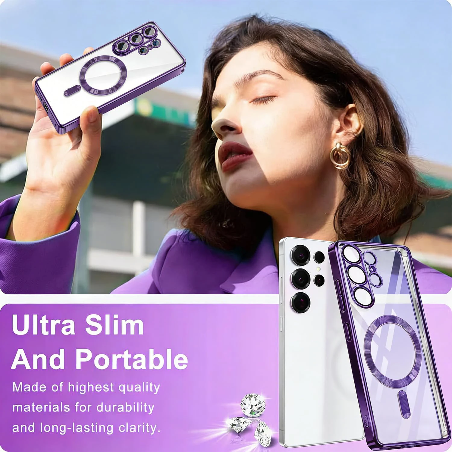 Luxury Metallic Gloss Phone Case with MagSafe and Dual Screen Protectors for Ultimate Protection and Style