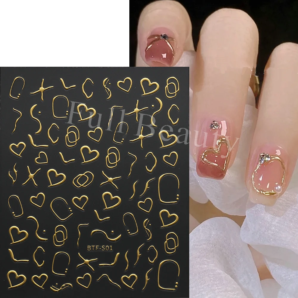 3D Star Stickers for Nail Art Silver Gold Bronzing Self Adhesive Stars Nail  Decals Y2K Nail Decor Shiny Holographic Glitter Stickers for Women Girls