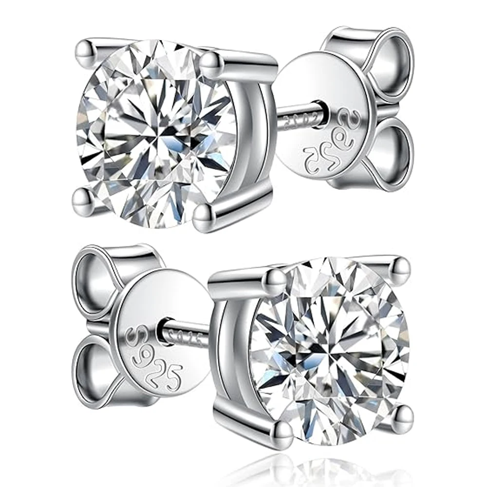 여성용 KNOBSPIN 2.0ct 모이 사나이트 귀걸이 랩 그로운 다이아몬드 이어 스터드 파인 주얼리 선물