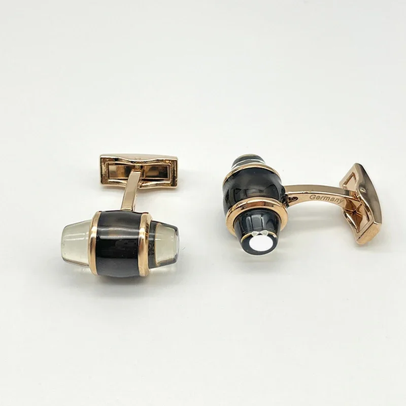 Luxury MB Black Flat Crystal Head & S.Walker Classic Design Cuff Link With White Star Normal Size Cufflinks Button Box Set