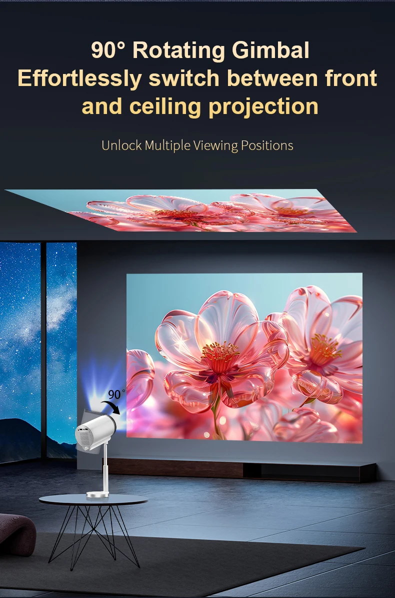 Smart Mini Hidden lifting Gimbal Projector 4K Portable with Wifi 6 Bluetooth 5.0