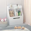 Kids Bookshelf with Drawer and Wheels, Children's Book Display,  Wooden Bookcase, Toy Storage Cabinet Organizer, White 3