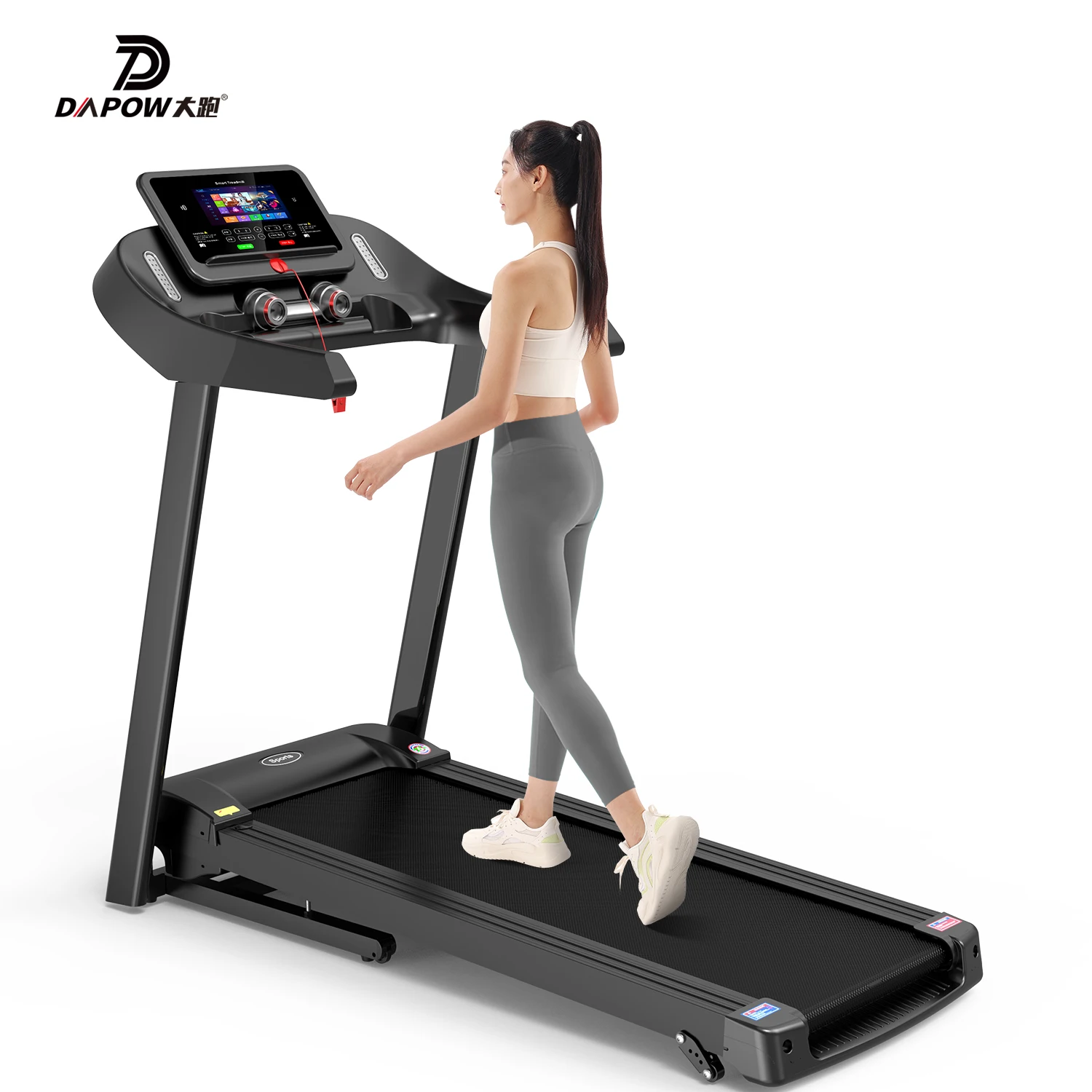 DAPOW Factory Fitness Home 2.0 HP Quiet Brushless Auto-Folding Incline Treadmill with Pulse Sensors
