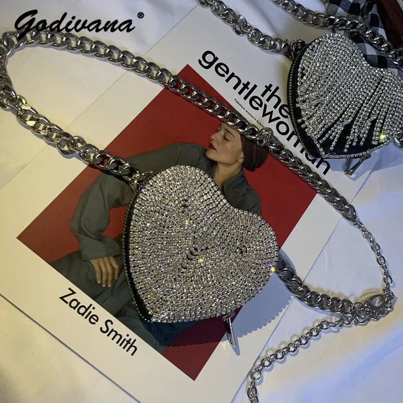Heavy Industry Rhinestone Love Waist Chain Female Ins Mini Waistband Sweater Belt Easy Matching Waisted Messenger Bag Decoration