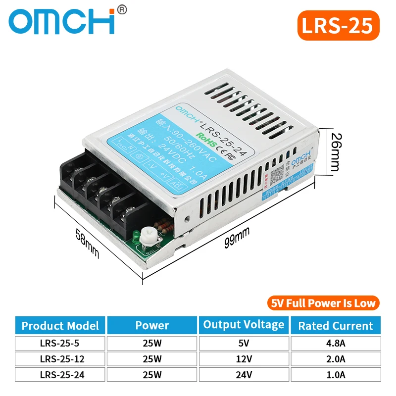 ตัวเลือกสินค้า แหล่งจ่ายไฟสวิตชิ่ง AC-DC หลายโวลต์ ขนาดบางพิเศษ