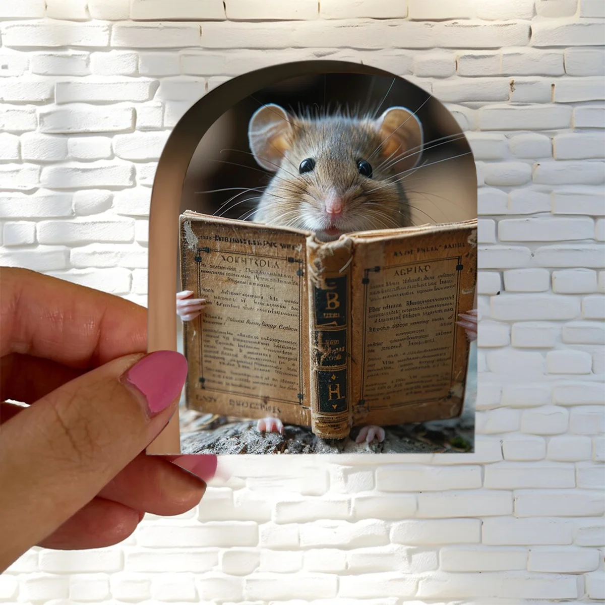 2pcs 9cm Reading Mouse Rat holes Wall Stickers, Stair Corner Stickers, Suitcases and Decorative Waterproof Stickers J-438