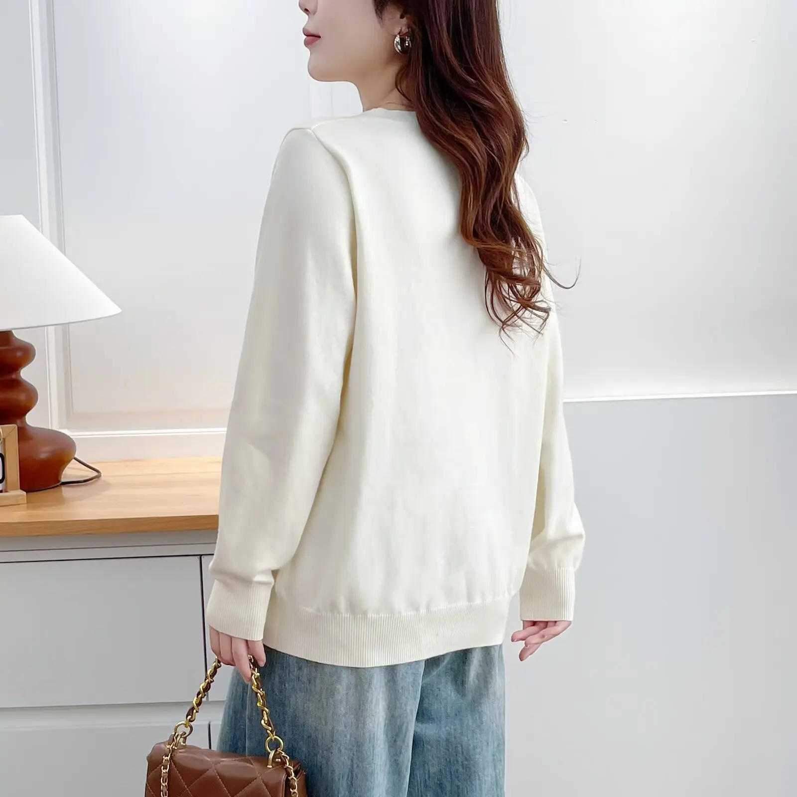 XXXL Fashion Plus Size Women's Sweaters New Autumn Winter Style Versatile Elegant Round Neck Jacquard V Base Pullovers 6698