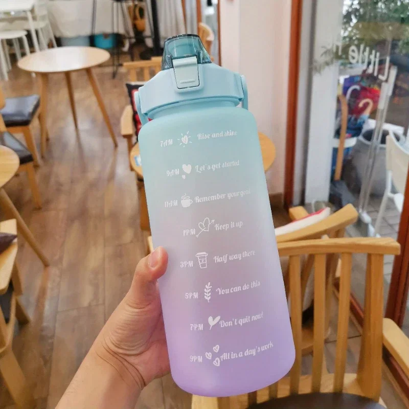 Stay Hydrated 2-Liter Leakproof Sport Water Bottle with Motivational Time Markers