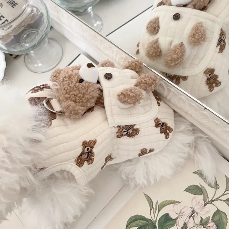 Puppy Dog Bear Printed Pet Cotton Jacket for Small Dog Winter Clothing Teddy's Warm Coat Cartoon Clothes pet jacket,dog sweater