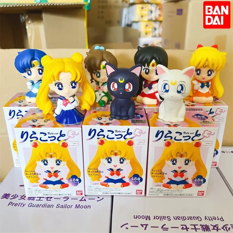 

8pcs Bandai Original Anime Super Sailor Moon Figure Q Tsukino Usagi Hino Rei Pvc Action Figure Toys For Children Christmas Gifts