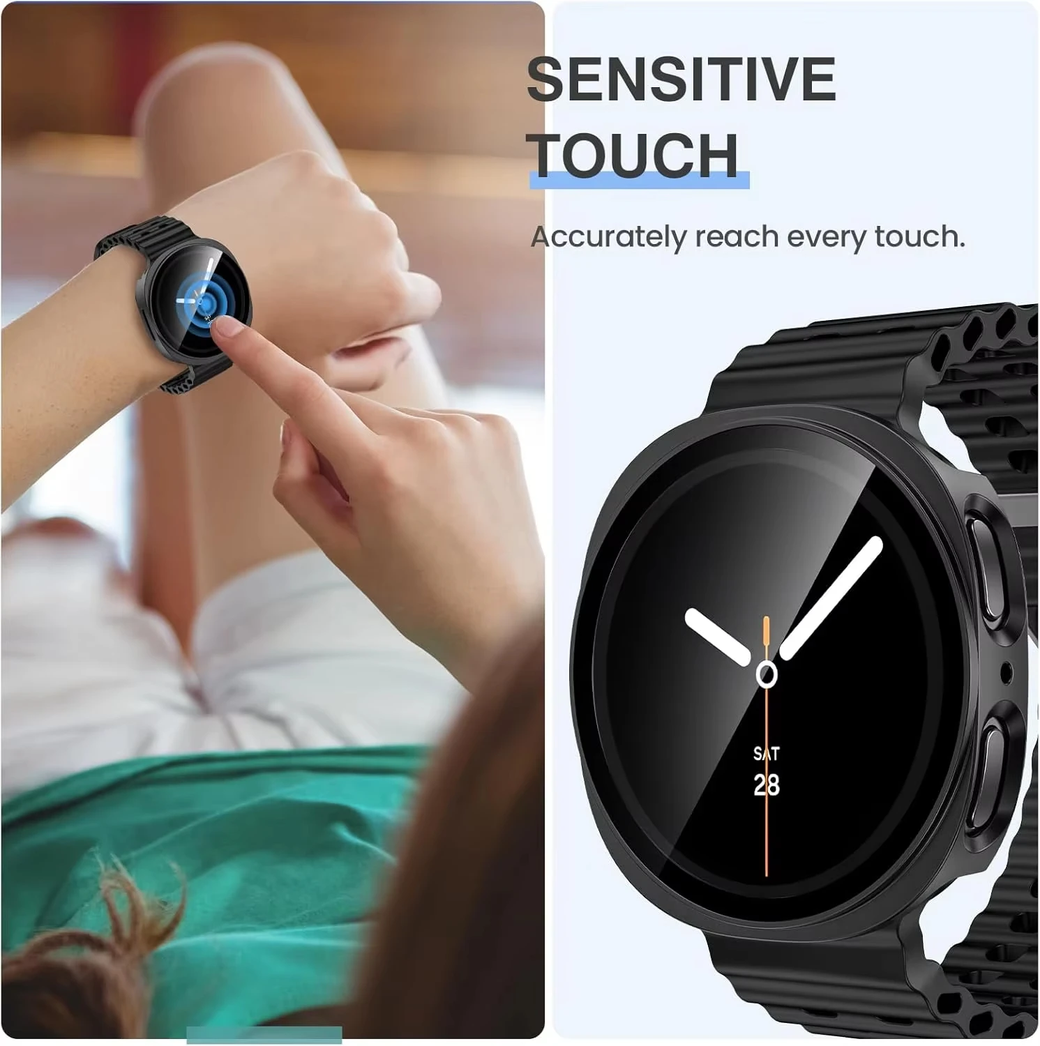 Premium Tempered Glass and Protective Case: All-Around Hard PC Bumper Frame with Screen Protector Cover