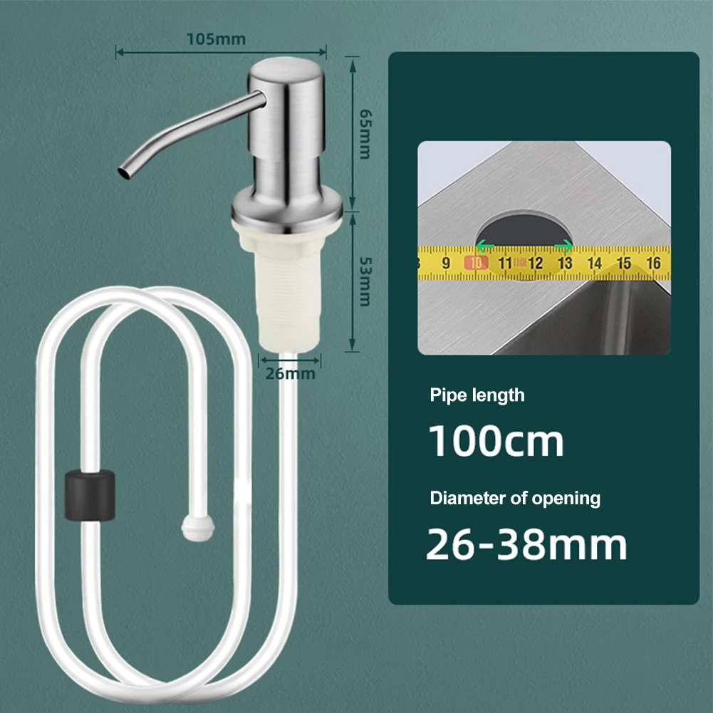 

1Set Stainless Steel Liquid Soap Dispenser Built-in Lotion Pump Extension Tube For Home Bathroom Kitchen Sink Use Supplies